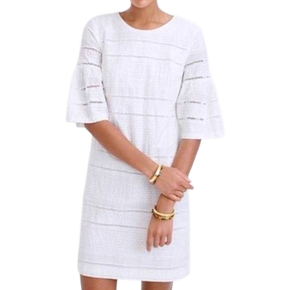 J. Crew White Bell Sleeve Dress